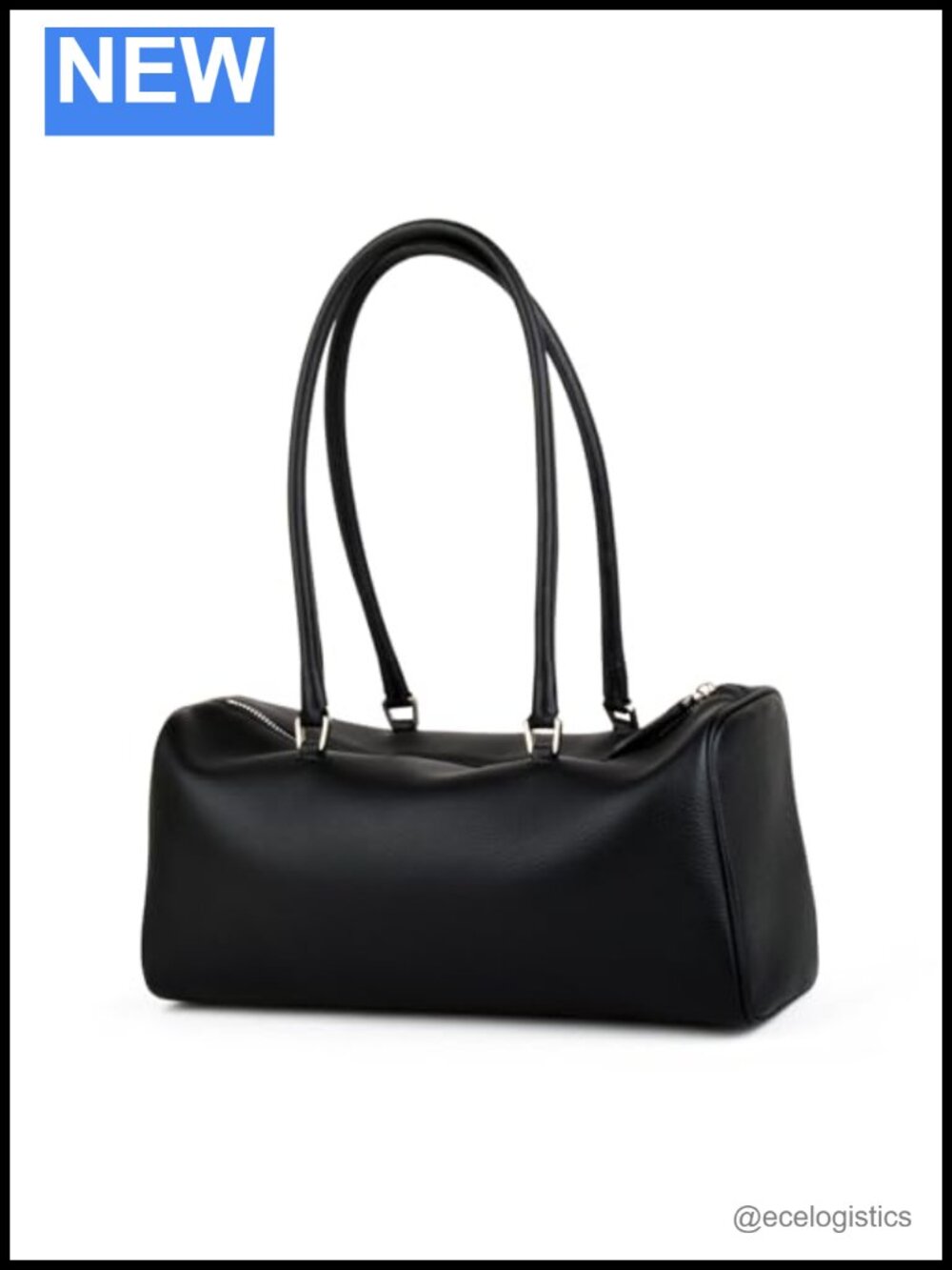 Full-Grained Leather Barrel Handbag Top Handle Tote